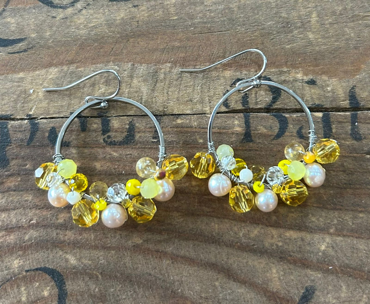 Yellow Beaded Circular Cluster