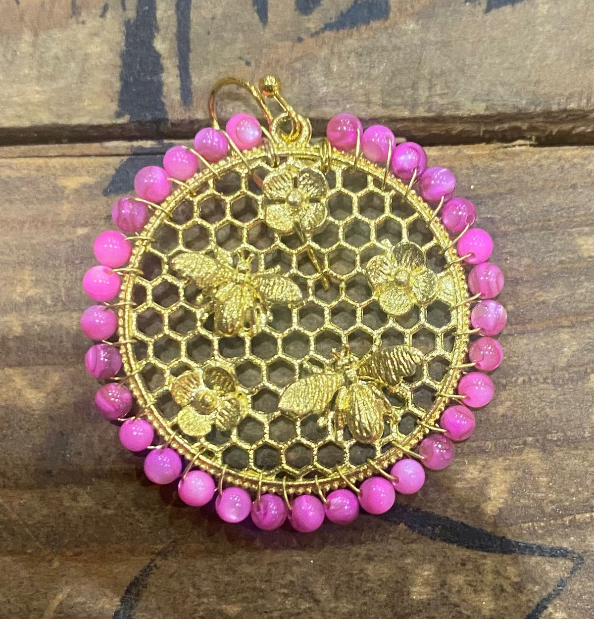 Honeycomb Bee Inspired Earrings