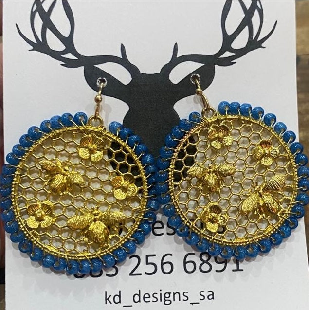 Honeycomb Bee Inspired Earrings