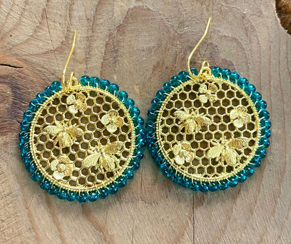 Honeycomb Bee Inspired Earrings