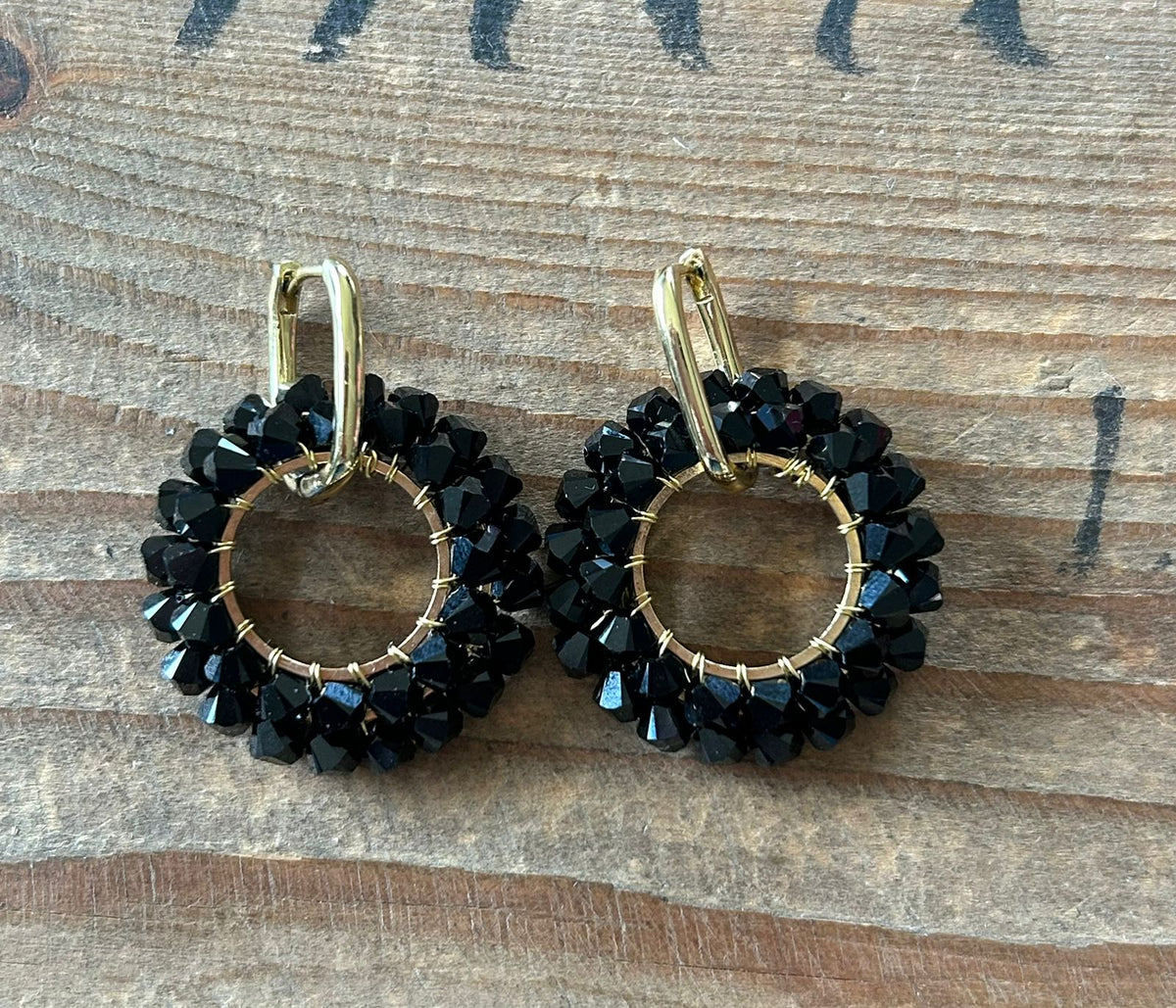Black Layered Circular Huggie