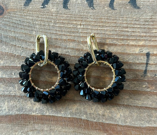 Black Layered Circular Huggie