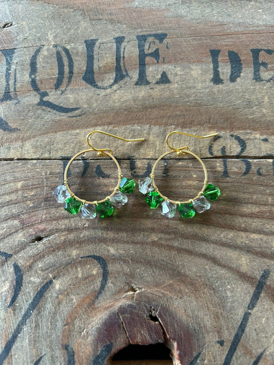 Clear Green Beaded Circular Earring