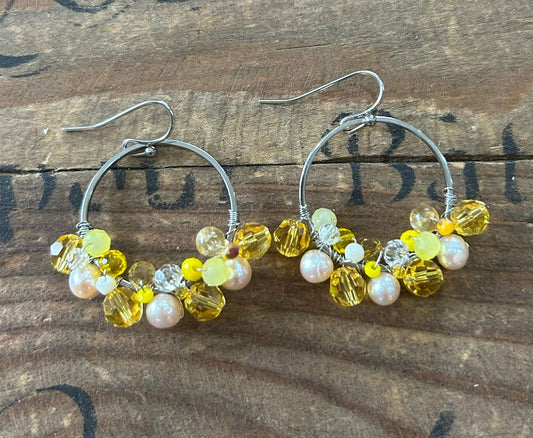 Yellow Beaded Circular Cluster