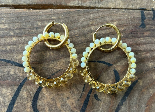 Two Toned Amber Circular Huggie